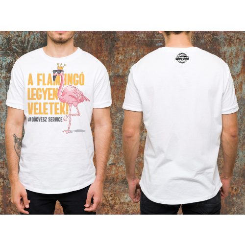 A flamingó legyen veletek környakas póló- fehér