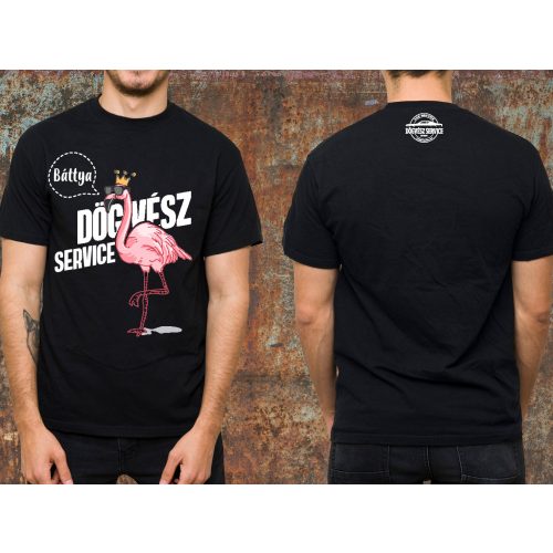 Rózsaszín flamingó környakas póló-fekete