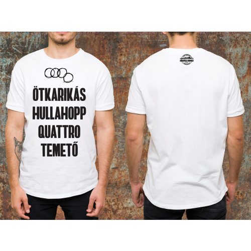 Ötkarikás hullahopp környakas póló-fehér