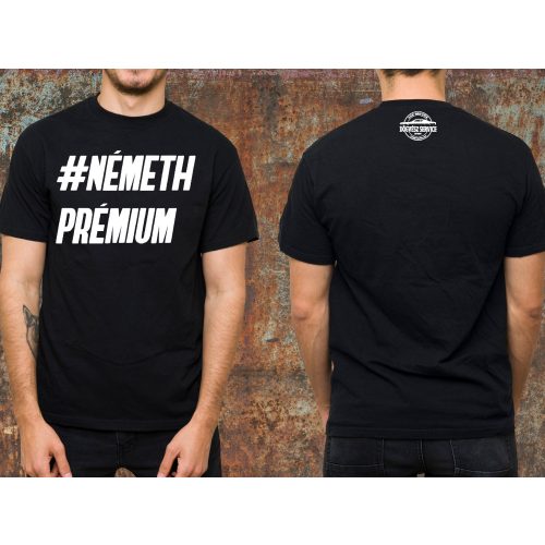 Németh prémium környakas póló-fekete