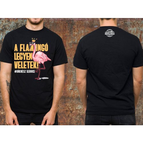 A flamingó legyen veletek környakas póló- fekete
