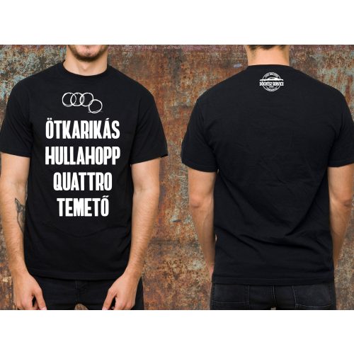 Ötkarikás hullahopp környakas póló-fekete