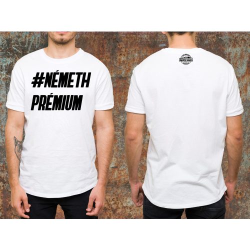 Németh prémium környakas póló-fehér
