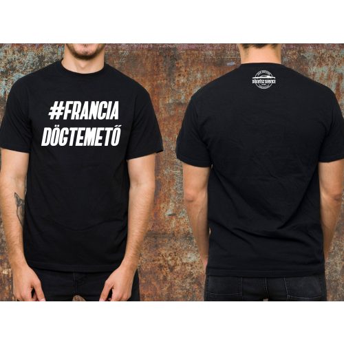 Francia dögtemető környakas póló-fekete