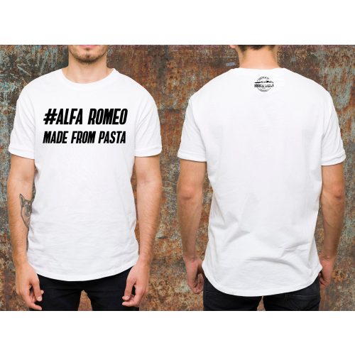 ALfa Romeo made from pasta környakas póló-fehér