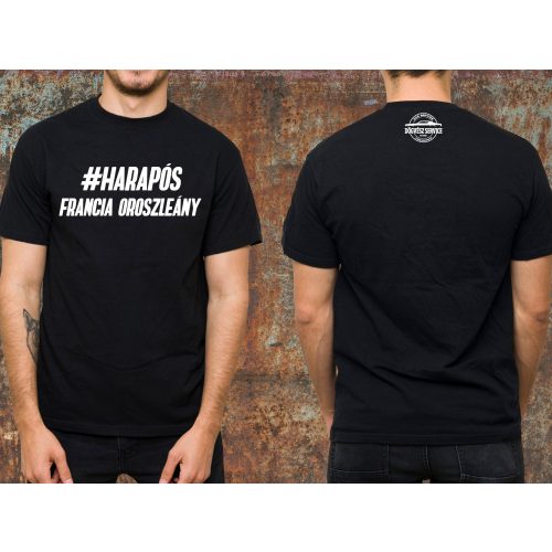 Harapós francia oroszleány környakas póló-fekete