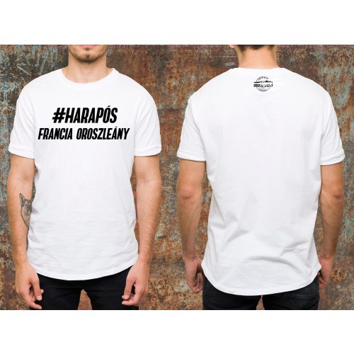 Harapós francia oroszleány környakas póló-fehér